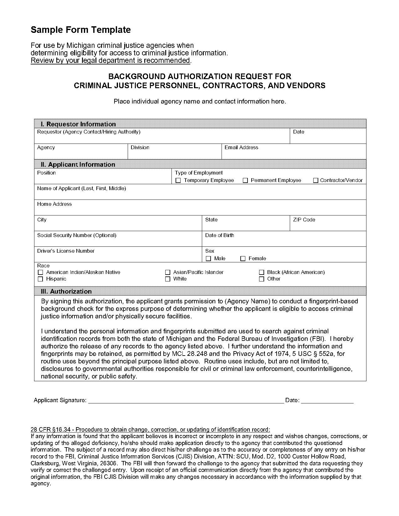 sample background check form