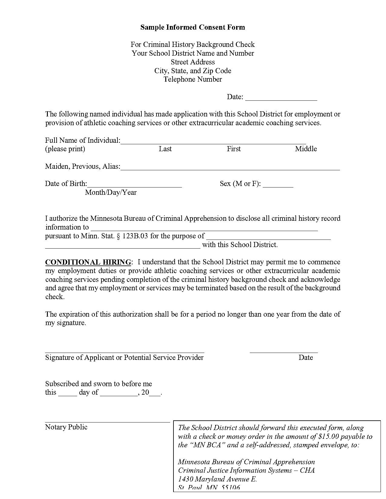 sample background check form