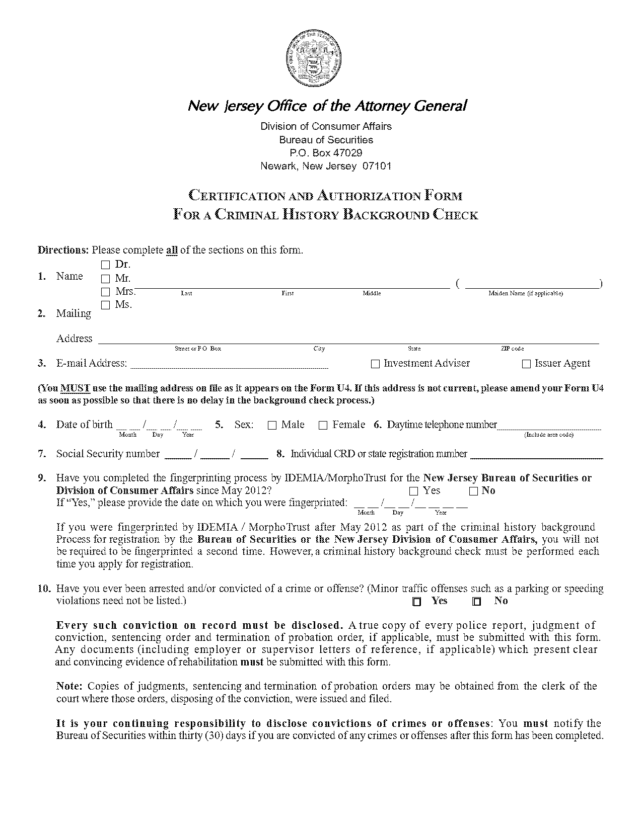 sample background check form