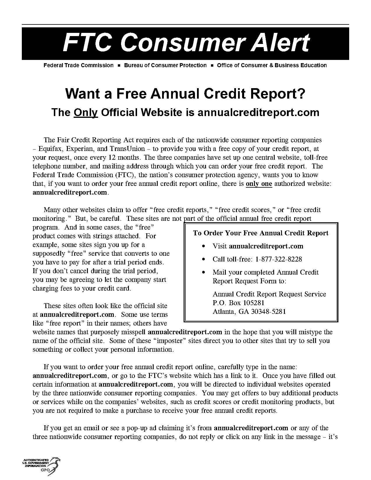 how to receive your free annual credit report